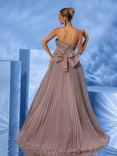 Giffniseti Women's Mesh Strapless Dress With Floral Waistline, High-End Elegant Floor-Length Formal Evening Dress